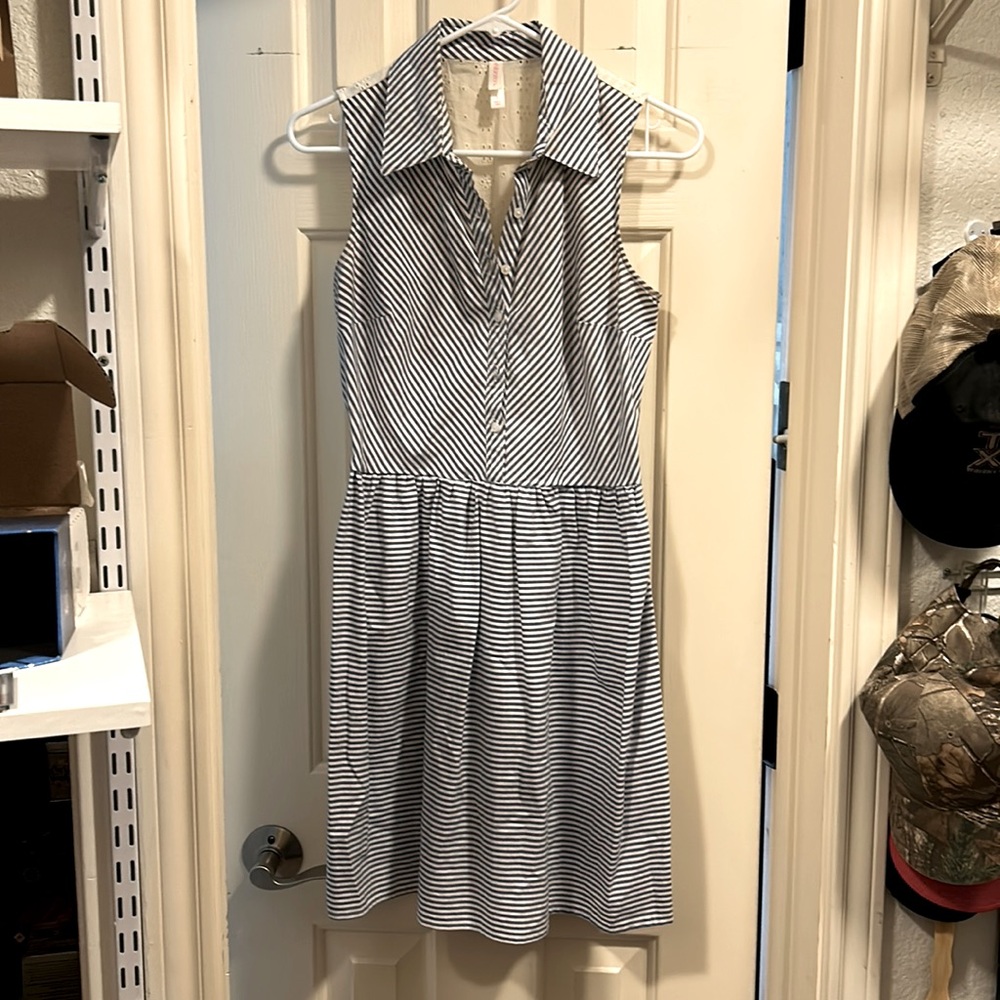 Blue and white straight sundress